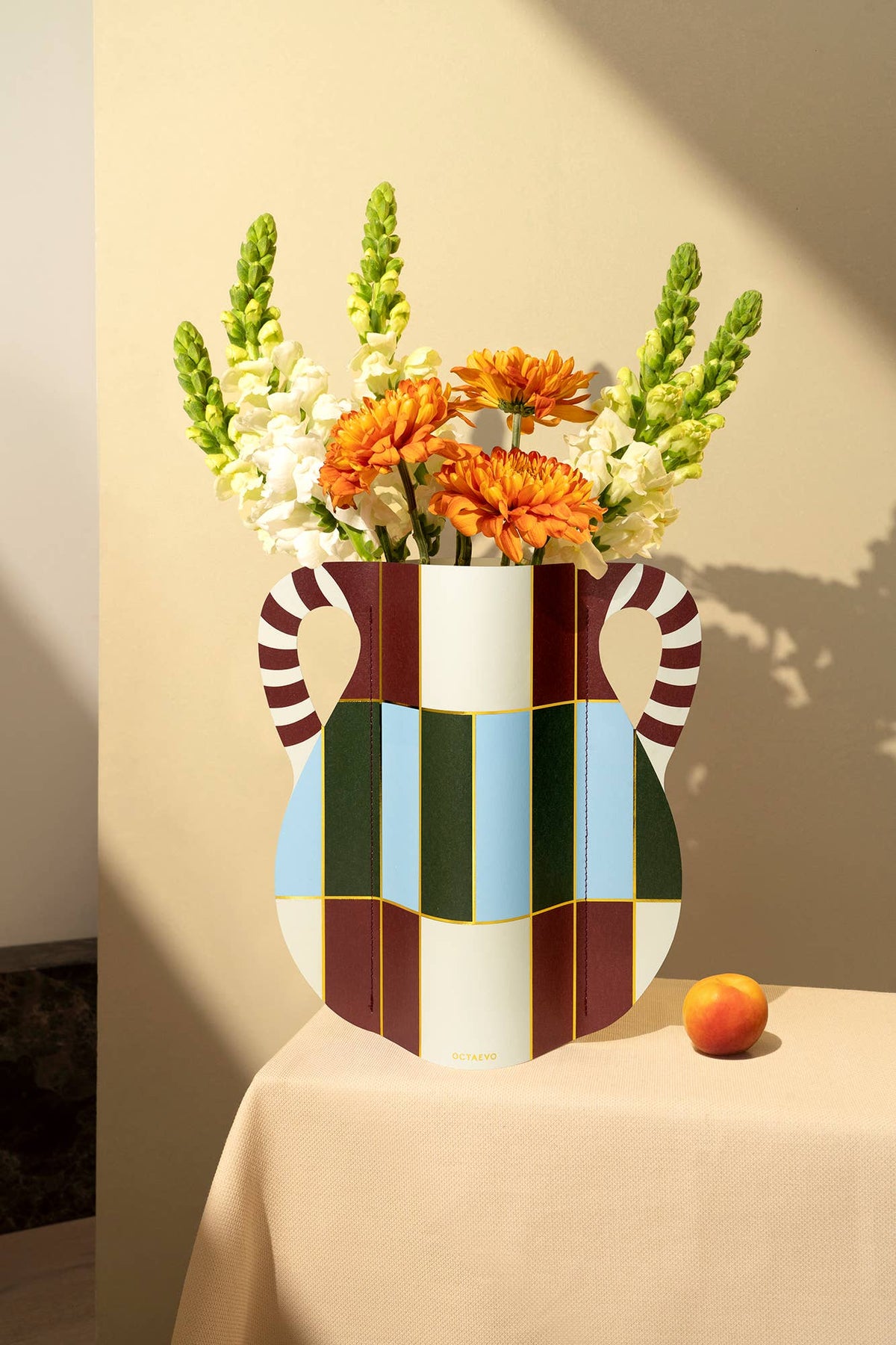 Patio Paper Vase | Burgundy, Blue & Green | Fall Home Decor