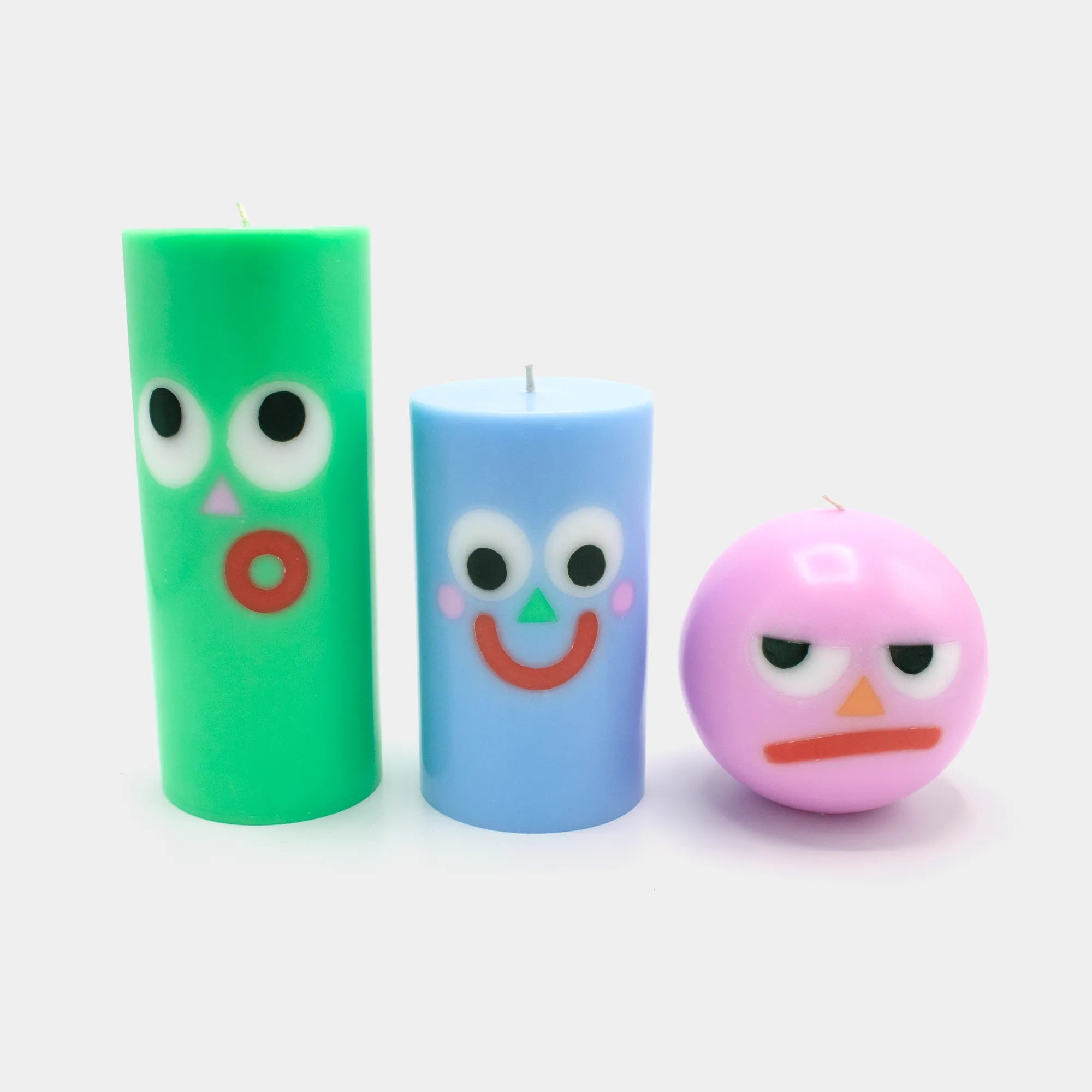 Moodz - Happy Pillar Face Candle - Blue
