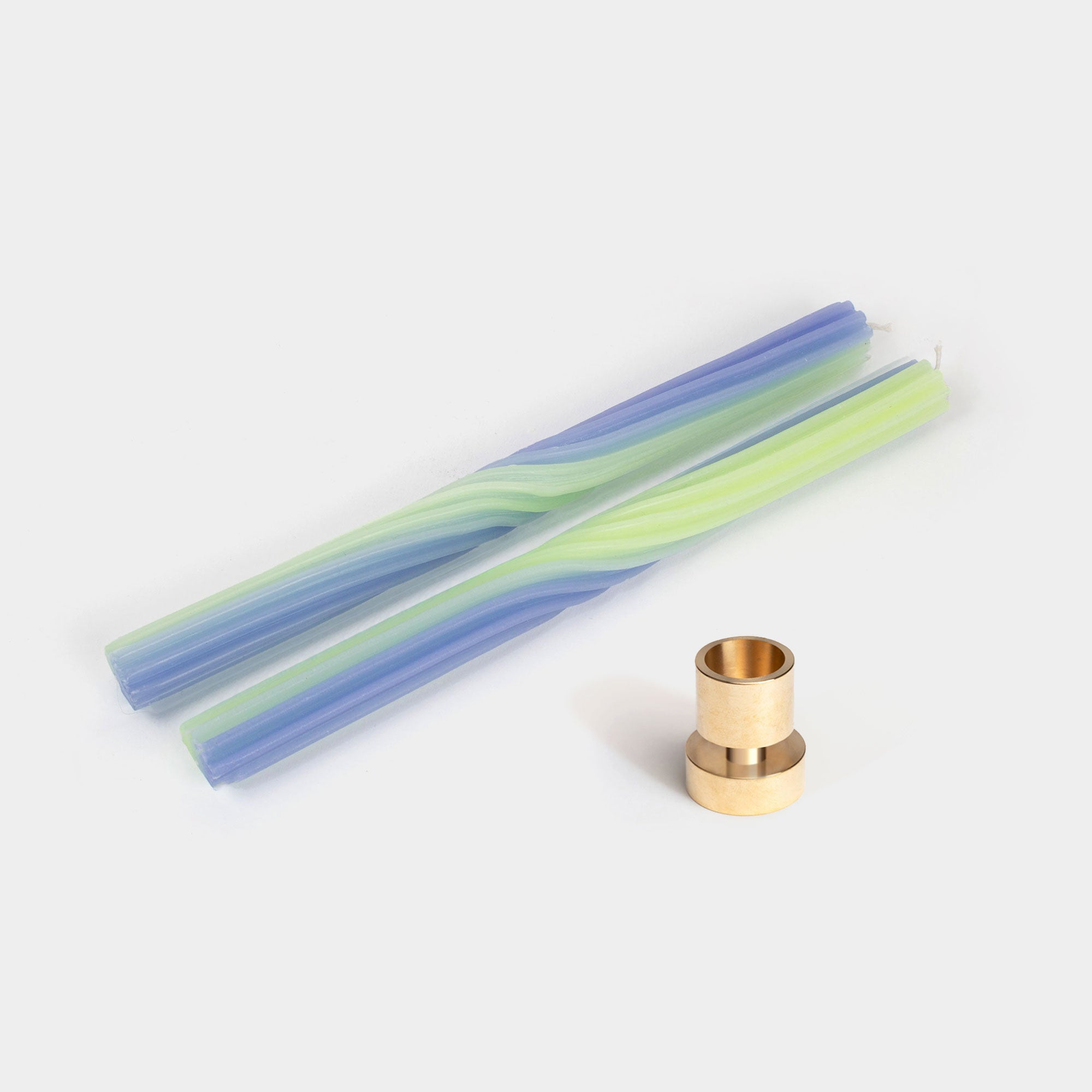 Pivot Lavender & Green (2 pack) + Brass Taper Candle Holder