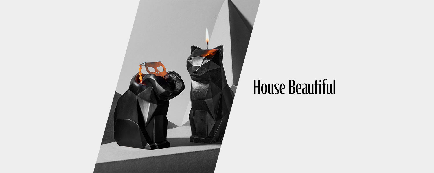 Level Up Your Halloween with PyroPet's Kisa Cat Skeleton Candle - As Featured in House Beautiful!