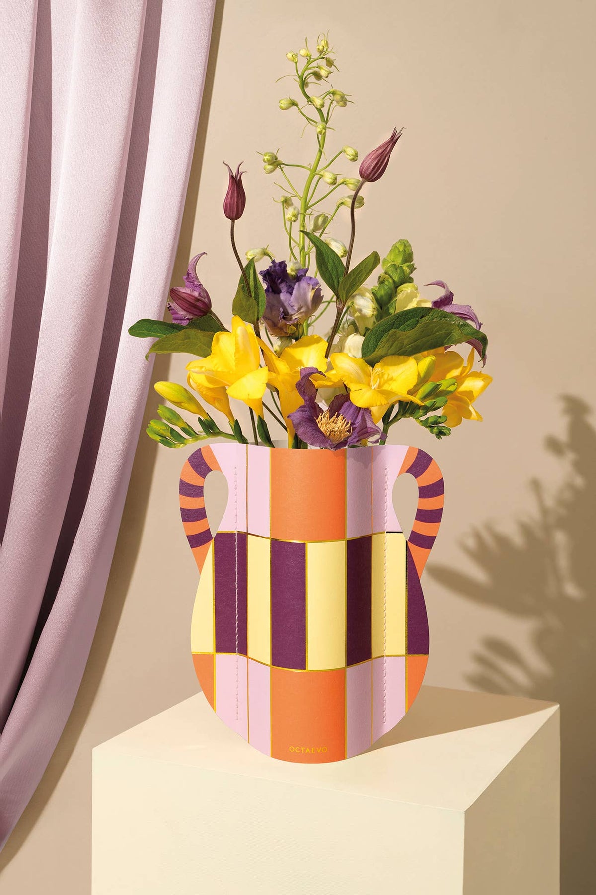 Patio - Mini Paper Vase | Orange & Purple | Fall Home Decor
