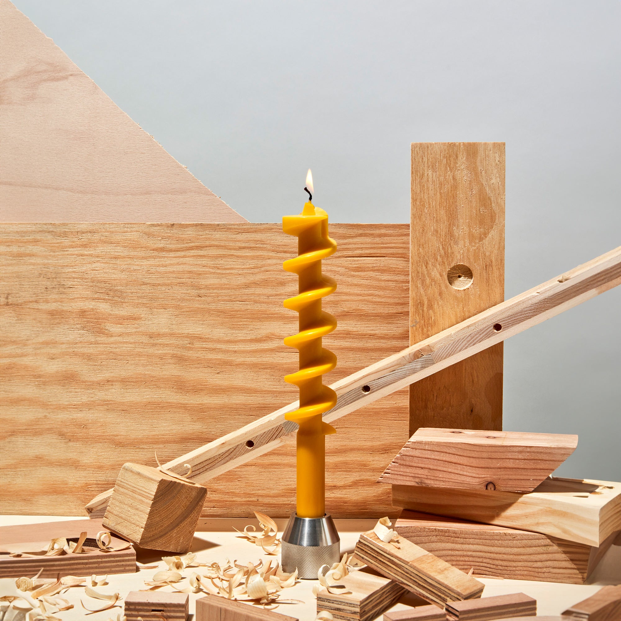 Auger Drill Bit Candle - Yellow
