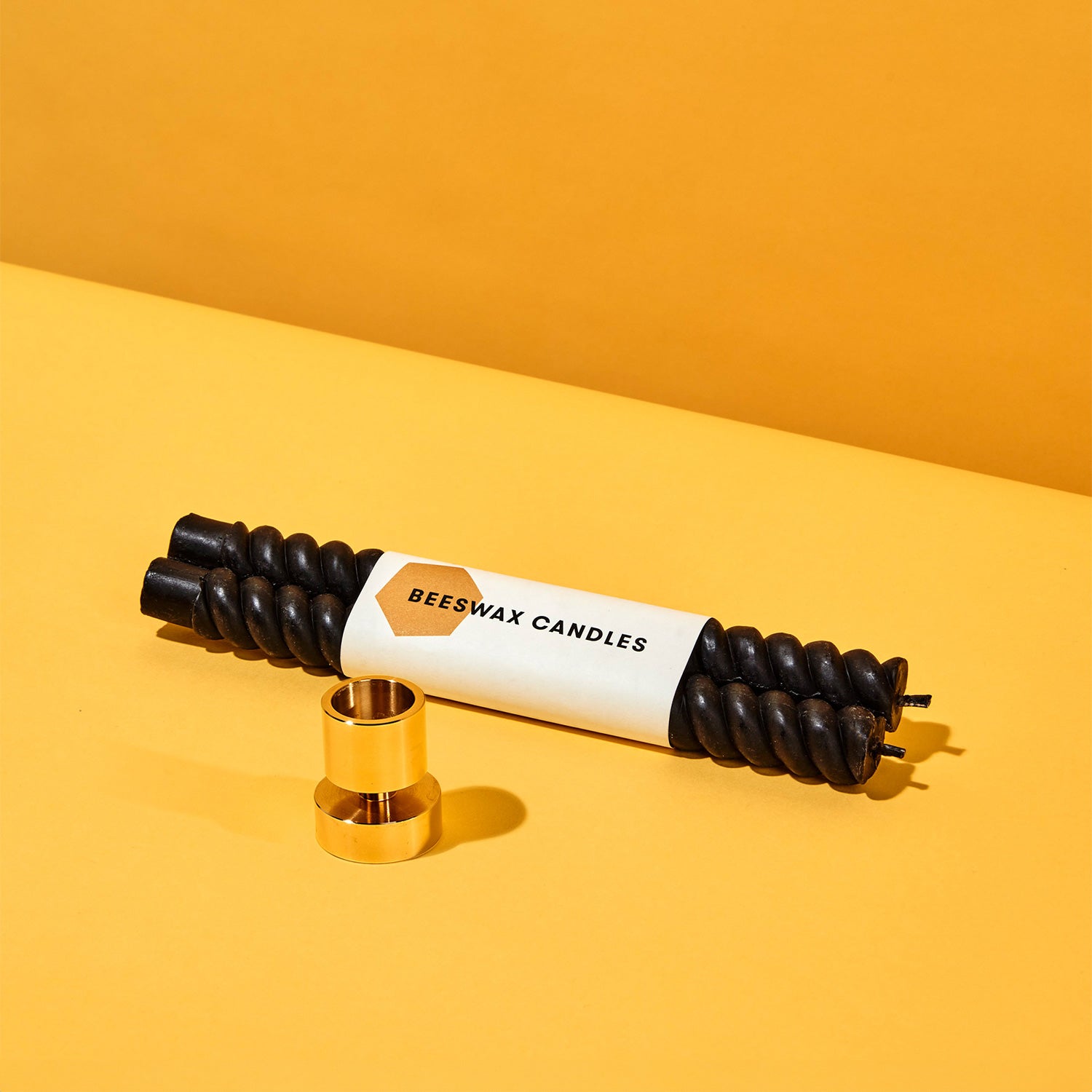 Spiral Beeswax Black + Brass Holder