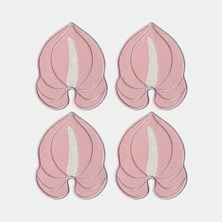 Octaevo Pink Anthurium Coaster (Set of 4)