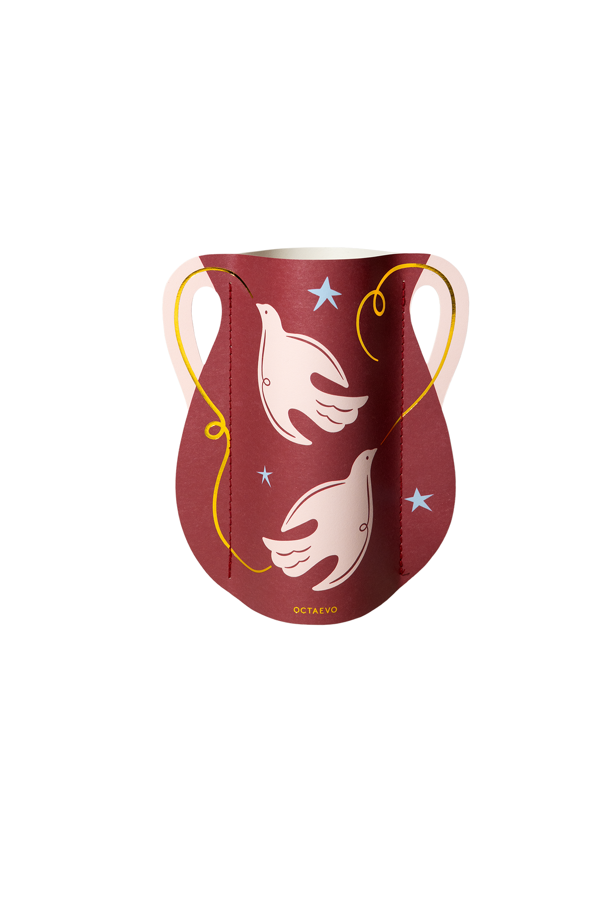 Paloma (Dove) Mini Paper Vase | Burgundy & Pink | Christmas