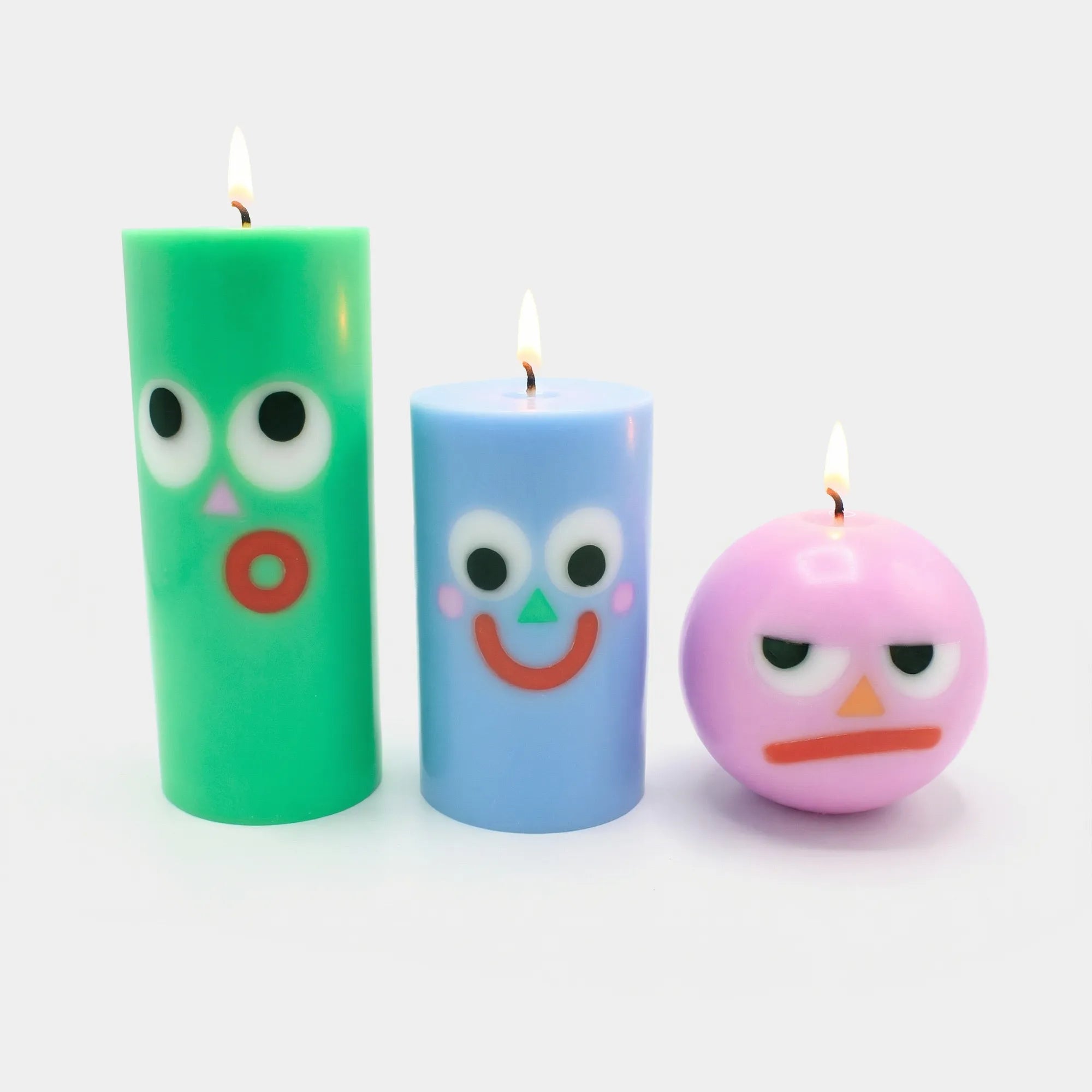 Moodz - Grumpy Round Face Candle - Pink