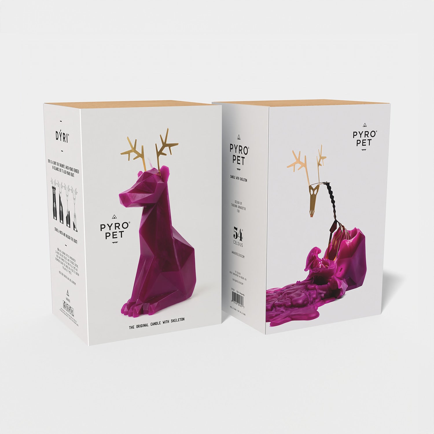 PyroPet Dyri Reindeer Candle - Burgundy