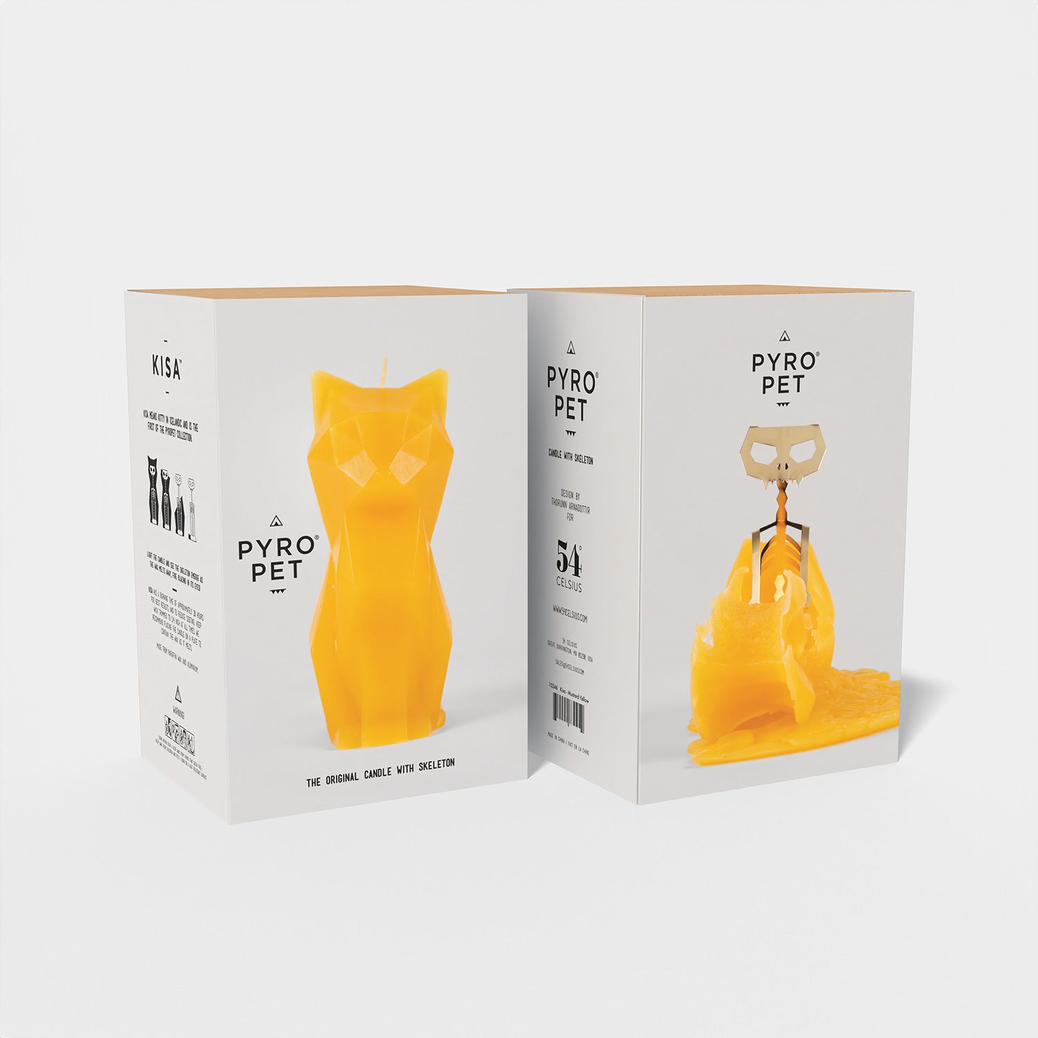 PyroPet Kisa Cat Candle - Mustard Yellow