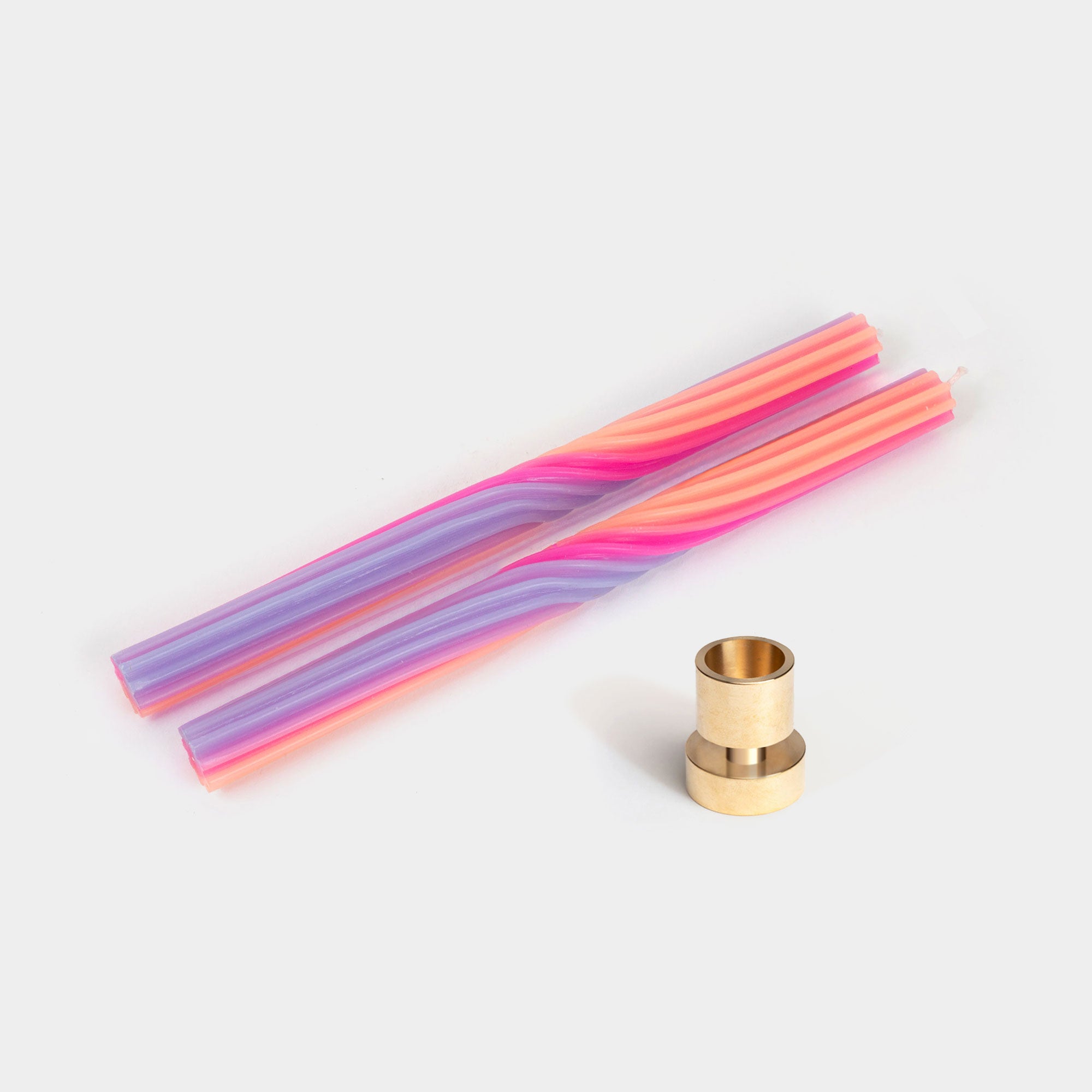 Pivot Orange & Lavender (2 pack) + Brass Taper Candle Holder