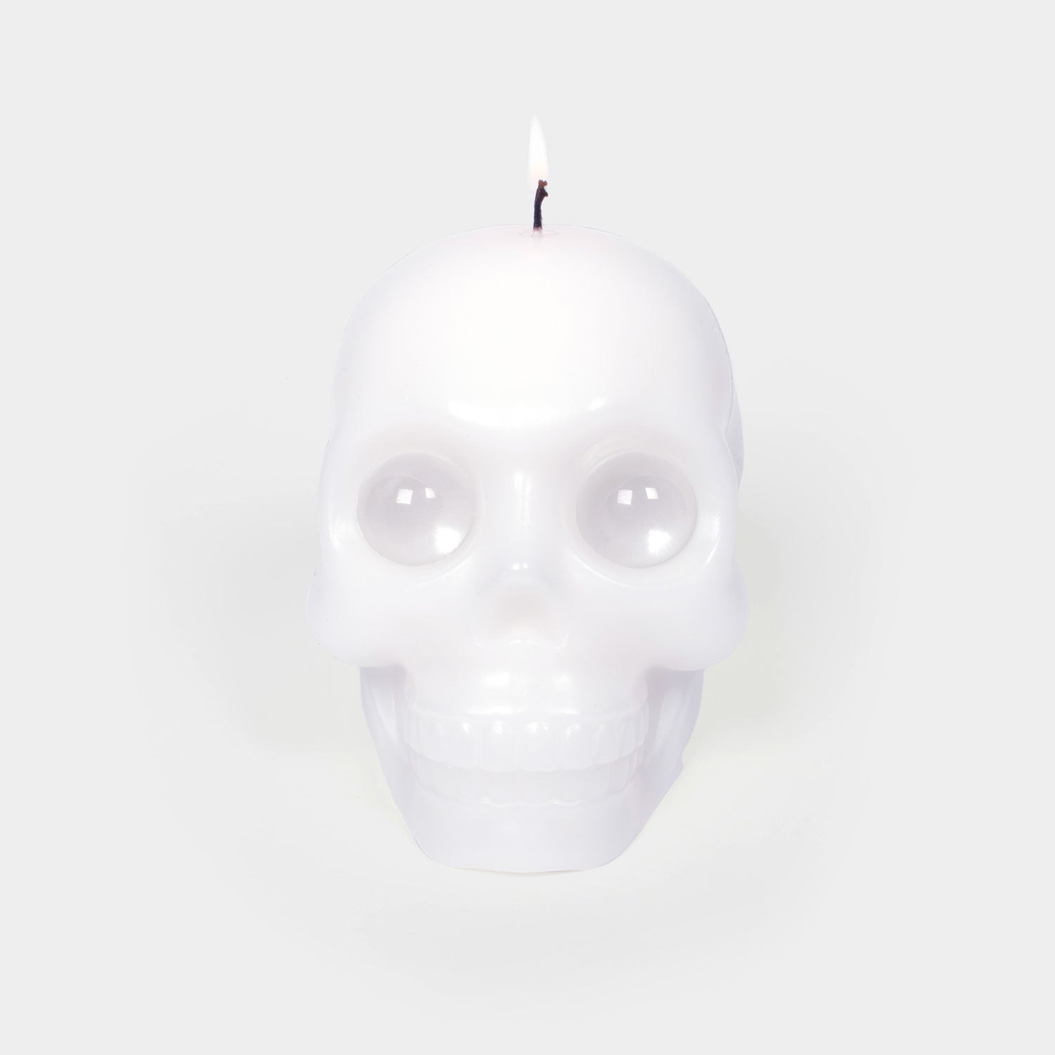 Skull Candle with Crystal Eyeballs - White