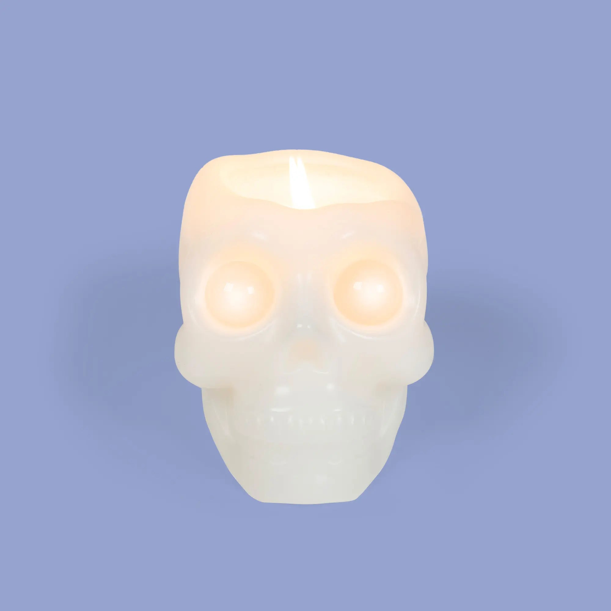 Skull Candle with Crystal Eyeballs - White