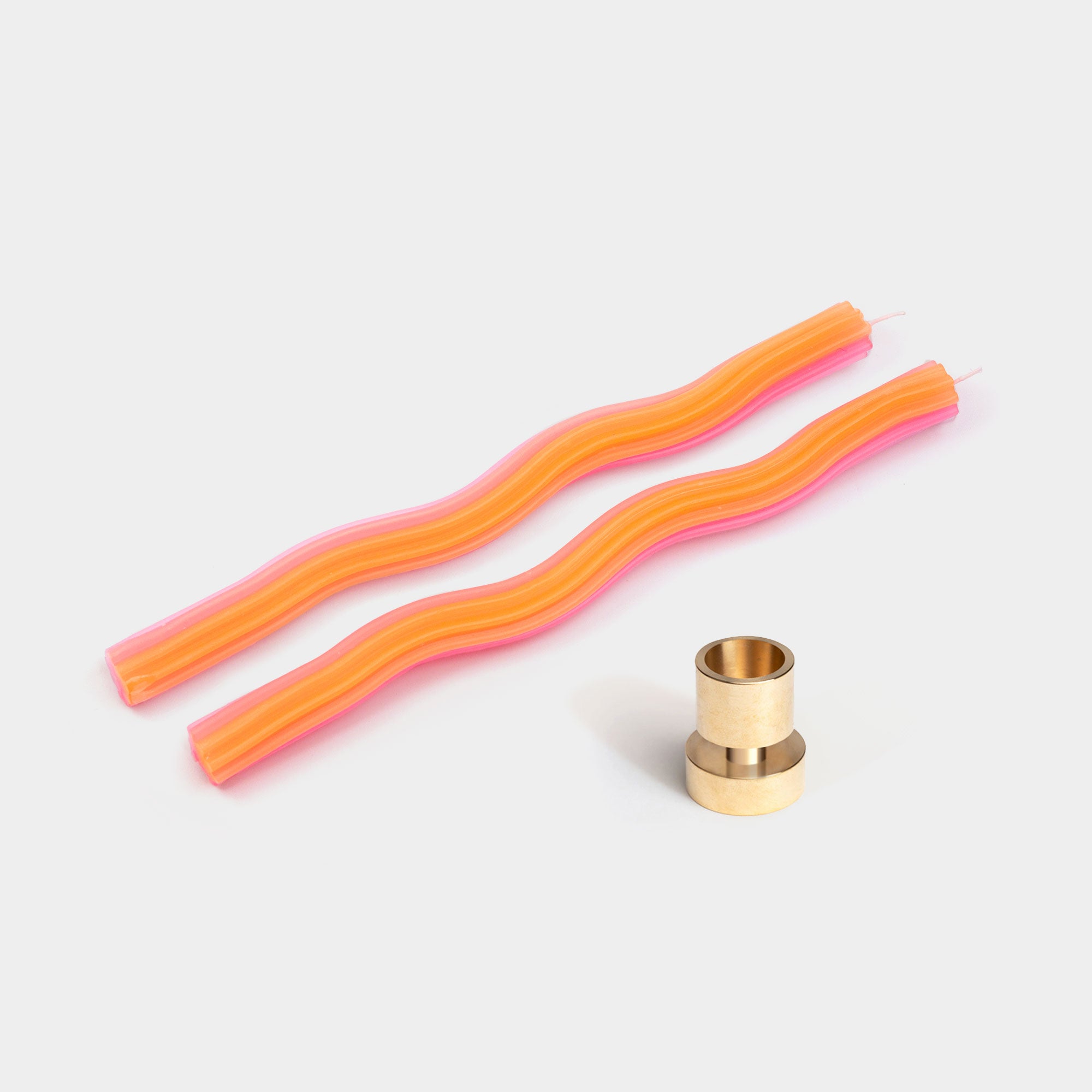 Wiggle Orange (2 pack) + Brass Taper Candle Holder