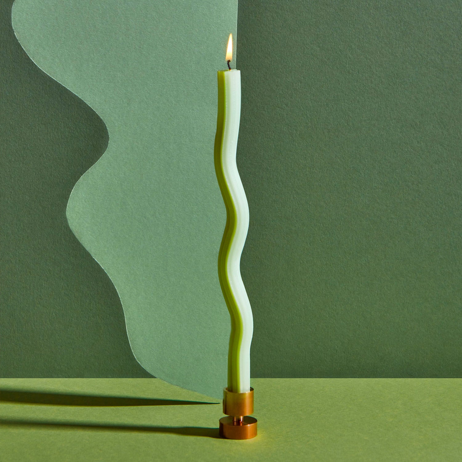 Wiggle Green (2 pack) + Brass Taper Candle Holder